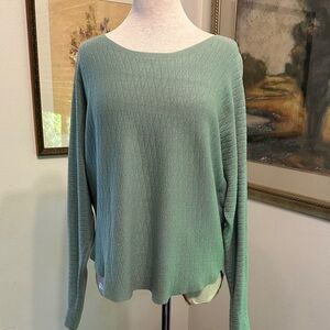 Vila Milano Light Sage Green Dolman Sleeve Knit Boatneck Sweater Size XL